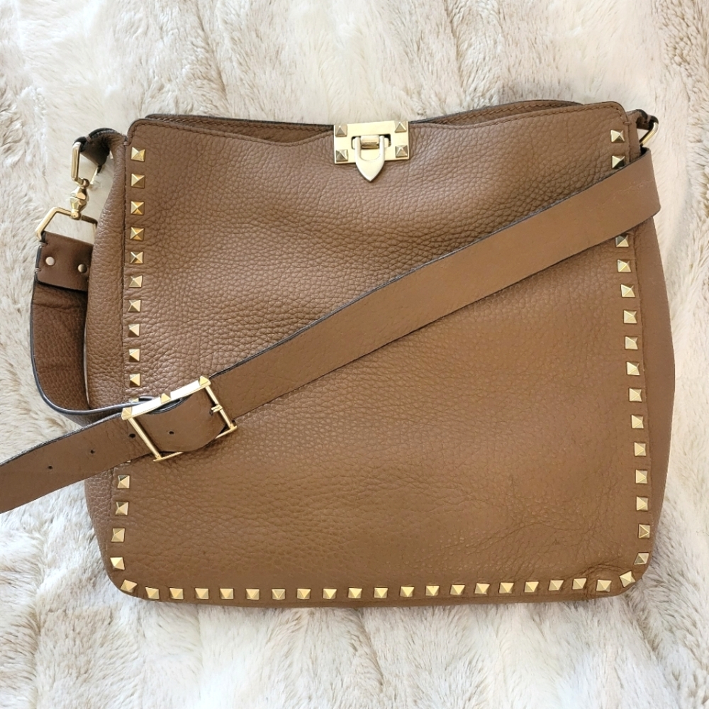Valentino Studded Brown Leather hobo